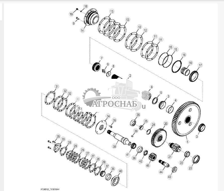 Шестерни, валы и подшипники (стандартная скорость) 
